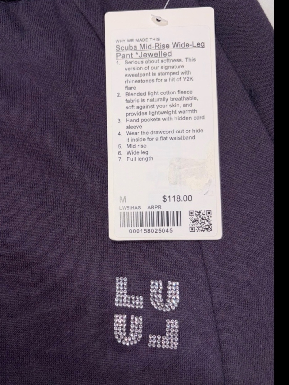 NWT LULULEMON MEDIUM SCUBA MID RISE WIDE LEG PANT*JEWELED ATOMIC PURPLE $118 - Picture 5 of 16